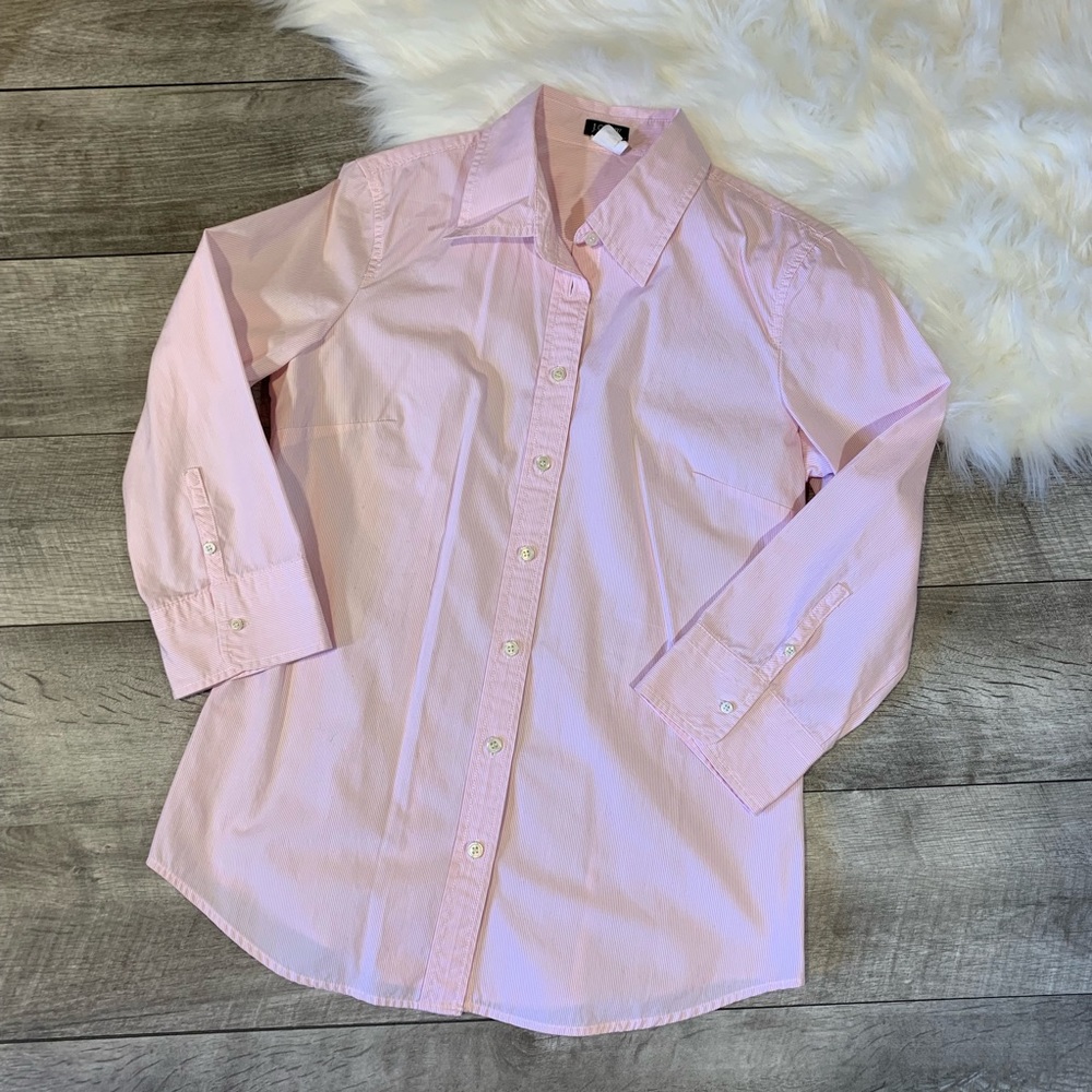 J. Crew Pink & White Button Down Size Medium
